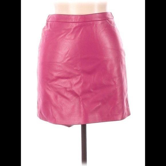 BCBGMaxAzria 90’s Y2K Club Pink Leather Mini Skirt Size 6 Vintage - Picture 1 of 10